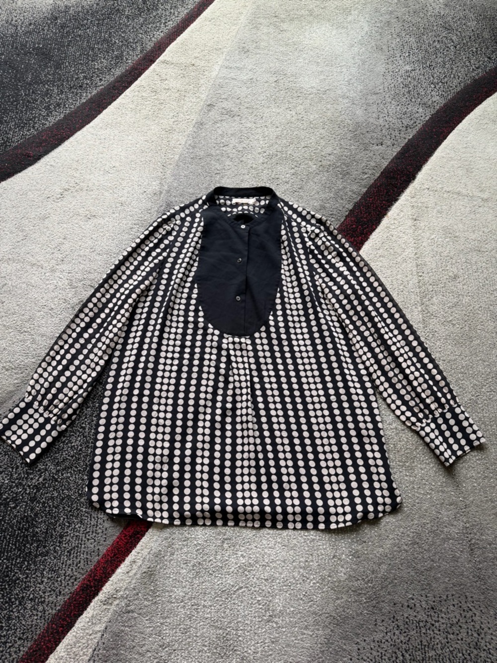 Tory Burch Black Silk Polka Dot Tunic Blouse